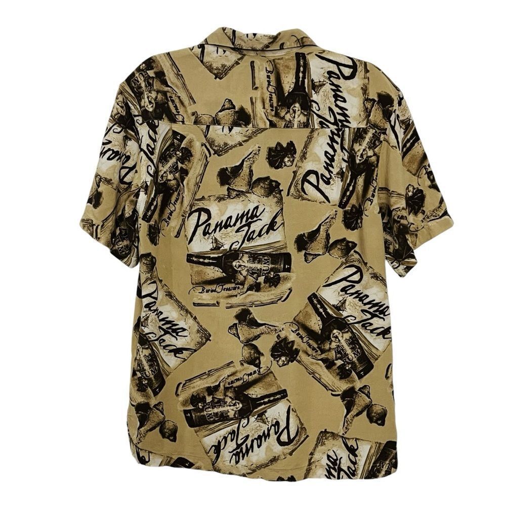 Vtg 90s Panama Jack Men’s Shirt Hawaiian Tan Button up Short Sleeve M - Picture 5 of 9